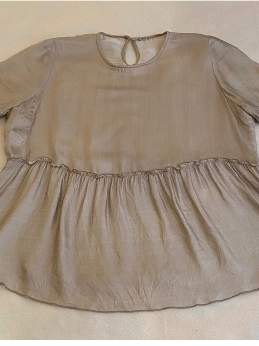 Peplum Short-Sleeve Top - Taupe